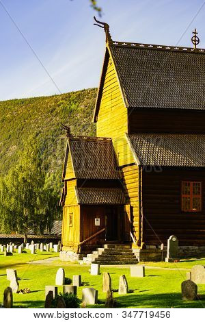 Stave Church In Lom On 7 July 2018, Norway