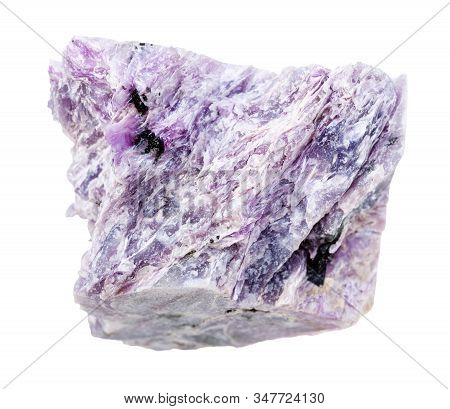 Closeup Of Sample Of Natural Mineral From Geological Collection - Unpolished Charoite Rock Isolated 