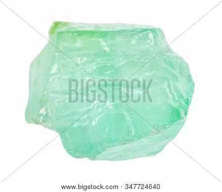 Closeup Of Sample Of Natural Mineral From Geological Collection - Unpolished Green Calcite Gemstone 