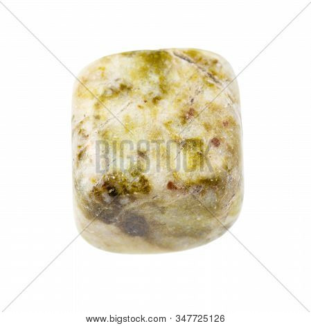 Closeup Of Sample Of Natural Mineral From Geological Collection - Moss Agate Gem Stone Isolated On W