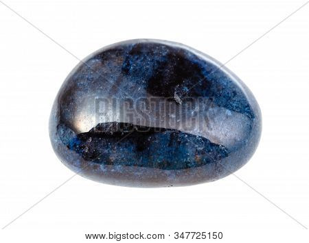 Closeup Of Sample Of Natural Mineral From Geological Collection - Rolled Dumortierite Gem Stone Isol
