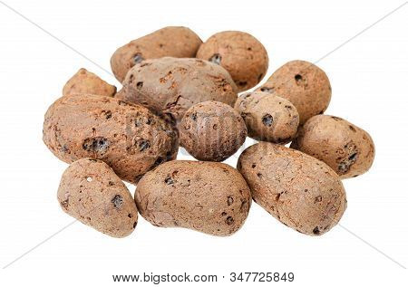 Pebble From Lightweight Expanded Clay Aggregate Isolated On White Background