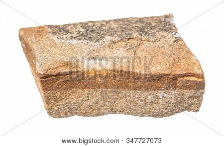 Closeup Of Sample Of Natural Mineral From Geological Collection - Rough Polymictic Sandstone Rock Is