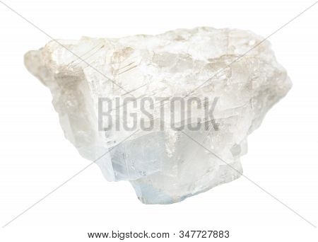Closeup Of Sample Of Natural Mineral From Geological Collection - Raw White Blue Magnesite Rock Isol