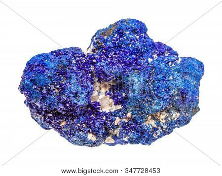 Closeup Of Sample Of Natural Mineral From Geological Collection - Rough Azurite (chessylite) Rock Is