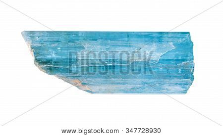 Closeup Of Sample Of Natural Mineral From Geological Collection - Single Crystal Of Aquamarine (blue