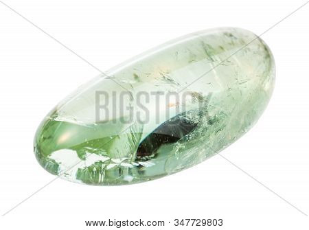 Closeup Of Sample Of Natural Mineral From Geological Collection - Polished Prasiolite (green Quartz)