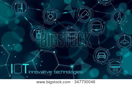Internet Of Things Icon Innovation Technology Concept. Smart City Wireless Communication Network Iot