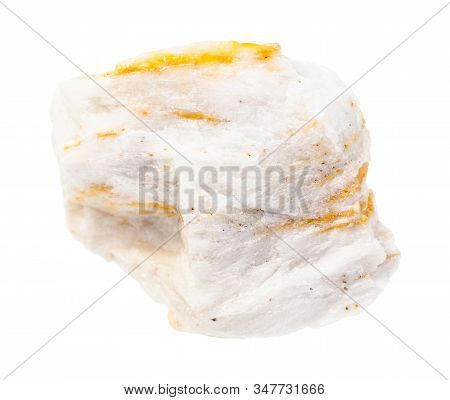 Closeup Of Sample Of Natural Mineral From Geological Collection - Rough Baryte Ore Isolated On White
