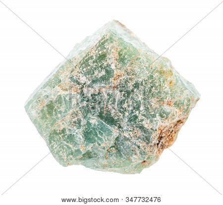 Closeup Of Sample Of Natural Mineral From Geological Collection - Rough Green Apatite Rock Isolated 