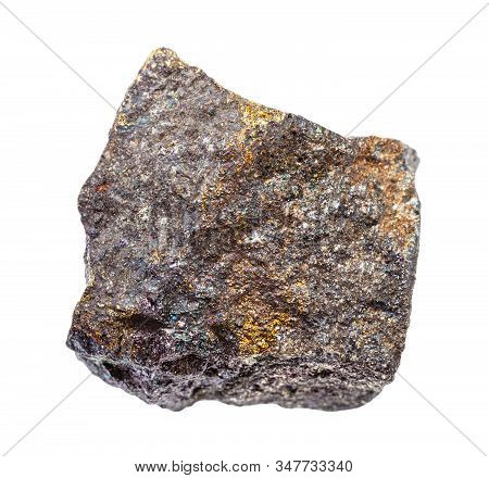 Closeup Of Sample Of Natural Mineral From Geological Collection - Rough Bornite With Chalcopyrite Ro