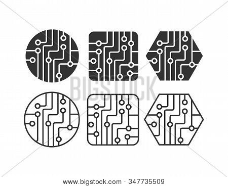 Set Of Printed Circuit Board Icons For Websites And Applications, Stickers, Stickers And Logos. Isol