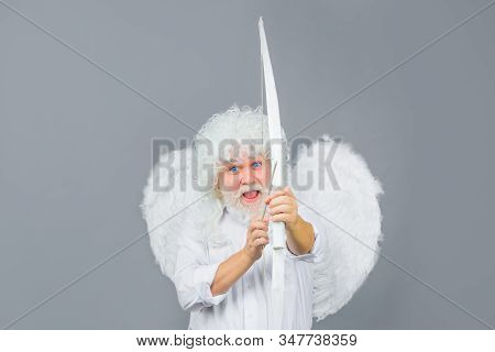 Arrow Of Love. Male Angel With Bow And Arrow. Cupid Angel With Bow And Arrows. Cupid In Valentine Da