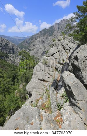 Rock over valley in turkish mountains, Likya Yolu, Kemer