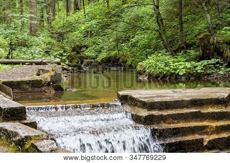 Little Waterfall In The Rappenalptal Near Bad Hindelang In Bavaria, Germany