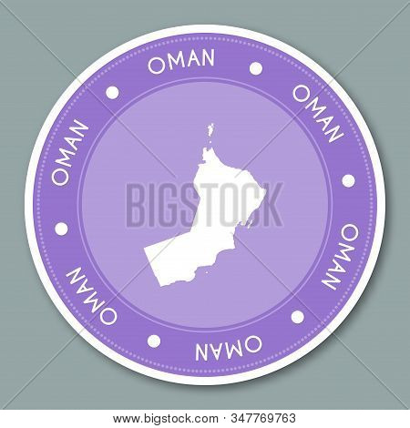 Oman Label Flat Sticker Design. Patriotic Country Map Round Lable. Country Sticker Vector Illustrati