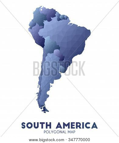 South-america Map. Admirable Low Poly Style Continent Map. Classy Vector Illustration.