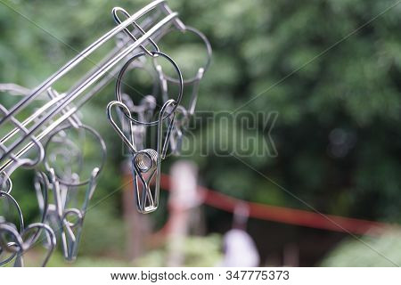 Close Up Image Of Stainless Steel Clip Background Metal Clothe Empty