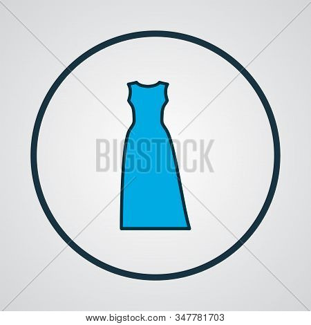 Maxi Dress Icon Colored Line Symbol. Premium Quality Isolated Evening Wear Element In Trendy Style.