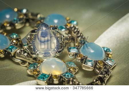 Silver Bracelet With Fake Opalite