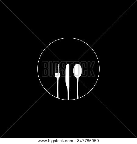 Cultery Icon, Knife Fork Spoon Sign. Flat Design, Vector Illustration.