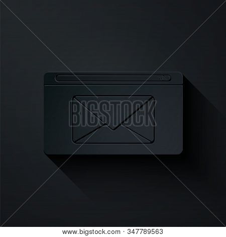 Paper Cut Mail And E-mail Icon Isolated On Black Background. Envelope Symbol E-mail. Email Message S