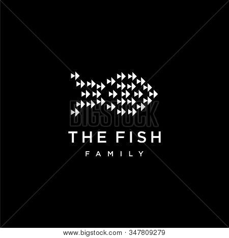 Creative And Unique Logo Design Of Fish With Dark Background - Eps10 - Vector.