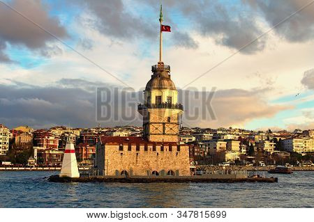Beautiful Landscape Photo Of Ancient Maiden's Tower (also Called Leander's Tower Or Tower Of Leandro