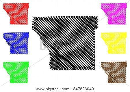 Cleveland County, Arkansas (u.s. County, United States Of America,usa, U.s., Us) Map Vector Illustra