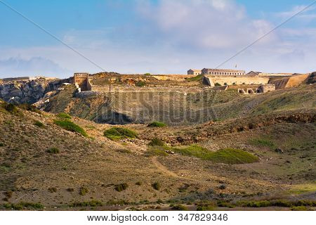 View Of Fortaleza De La Mola, The Biggest European Fortresses Built In The 19Th Century On Menorca.