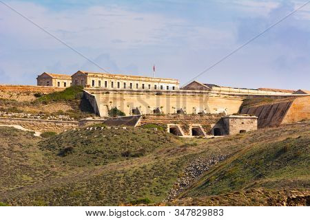 View Of Fortaleza De La Mola, The Biggest European Fortresses Built In The 19th Century On Menorca. 
