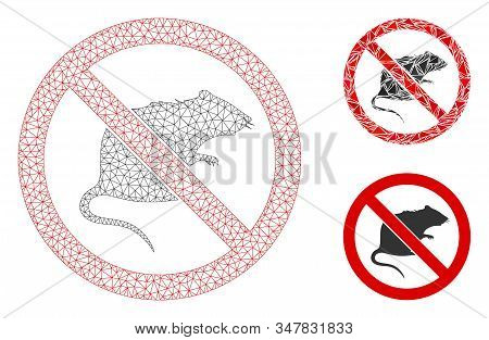 Mesh No Rats Model With Triangle Mosaic Icon. Wire Frame Polygonal Mesh Of No Rats. Vector Mosaic Of