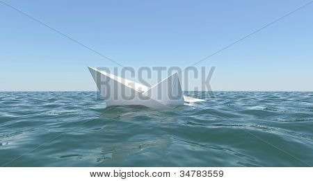 Livre blanc bateau s'enfonce dans l'eau de mer