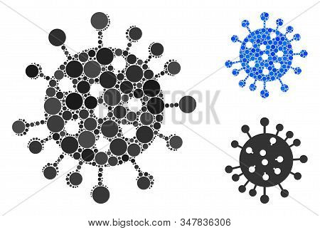 Sars Virus Mosaic Of Filled Circles In Variable Sizes And Color Tones, Based On Sars Virus Icon. Vec