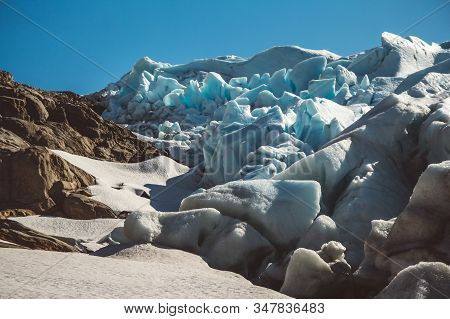 Beautiful Scenery On The Mountains And The Glacier Svartisen Landscape In Norway Scandinavian Nature