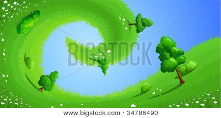 Paisagem de Verão surreal. Ilustração vetorial.