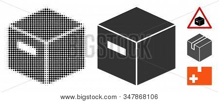 Goods Box Halftone Vector Icon And Solid Version. Illustration Style Is Dotted Iconic Goods Box Icon