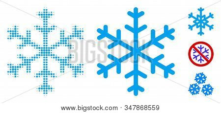 Snowflake Halftone Vector Icon And Solid Version. Illustration Style Is Dotted Iconic Snowflake Icon