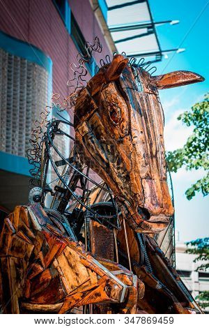 Artprize - Grand Rapids, Mi /usa - October 10th 2016: Close Up Shot Of A Pegasus Statue On Display D