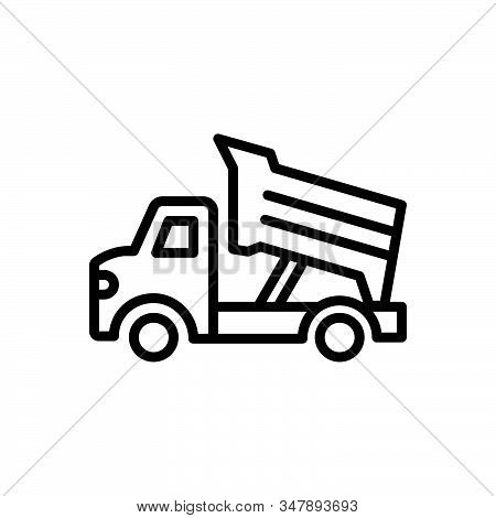 Black Line Icon For Dump-truck Construction Earth Contractor Earthmover Truck Dump Transportation