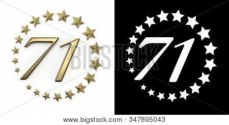 Number 71 (number Seventy-one) Anniversary Celebration Design With A Circle Of Golden Stars On A Whi