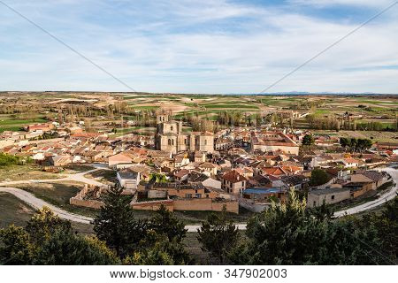 Panoramic View Of An Old Castilian Medieval Town. Penaranda De Duero In Spain