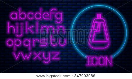 Glowing Neon Plastic Bottle For Liquid Laundry Detergent, Bleach, Dishwashing Liquid Icon Isolated O