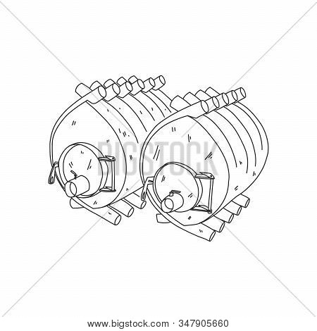 Solid Fuel Furnace, Buleryan Oven, Sketch Vector. Oven For Residential And Industrial Premises, Hang
