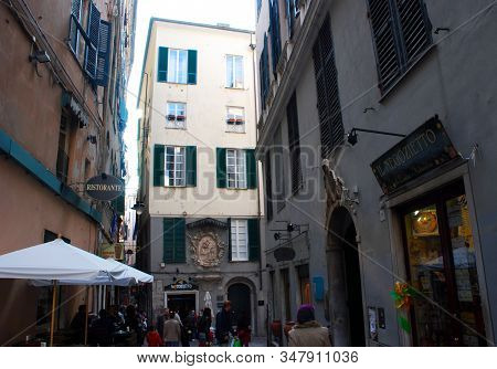 Genova / Italy - October 22, 2011: View Of A Narrow Alley In The Old Centre Of Genoa