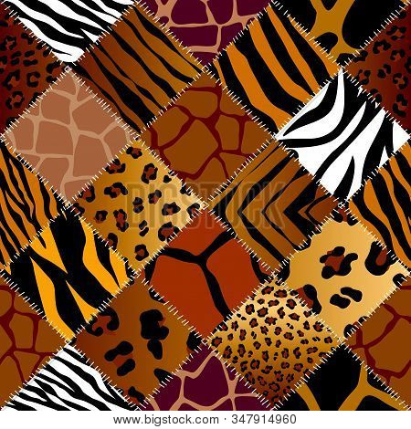 Patchwork Textile Pattern. Seamless Quilting Design Background.