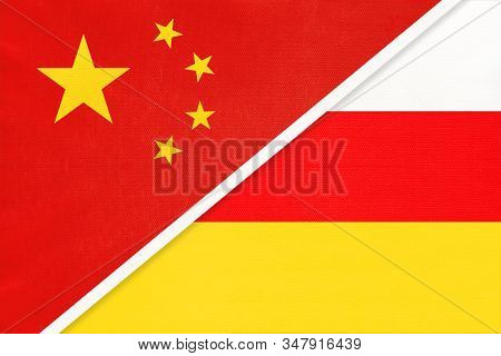 People's Republic Of China Or Prc Vs South Ossetia National Flag From Textile. Relationship Between 
