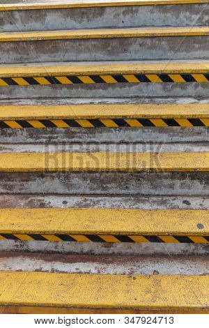 A Close Up View Of Stairs Marked With Danger Paint To Show Where They Are Situated