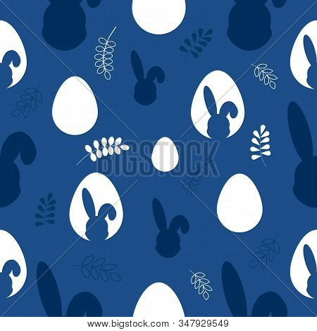 Easter pattern classic blue. Happy easter vector seamless pattern. Easter eggs classic blue. Easter background, easter banners, easter classic blue pattern. Vector illustaration