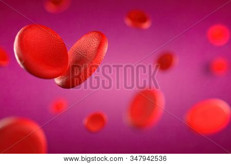 3D Rendering Of Erythrocyte Or Red Blood Corpuscle. 3D Illustration Of Red Blood Cells.